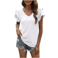 thumbnail image 1 of Womens Short Sleeve Tops Womens V- Neck Solid Color Short Sleeve Lapel Tops Women Short Sleeve Tops Short Sleeve Tops for Women Womens Tops Long Sleeve Womens Tops Short Sleeve, 1 of 5