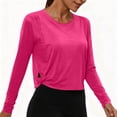 thumbnail image 2 of cfhntfmh Hauts Courts à Manches Longues pour Femmes, Chandails d'Entraînement Athlétiques de Gym, T-Shirt Court à Col Rond, Chandail de Course pour Femmes, 2 of 7