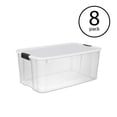 thumbnail image 1 of Sterilite Bacs de Rangement Transparents Empilables à Loquet de 116 Pintes, Lot de 8, 1 of 3
