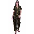 thumbnail image 1 of Moomaya Notch Collar Button Down Printed Cotton Pajama Set For Women Nightwear, 1 of 6