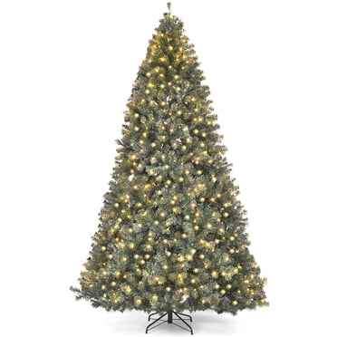 Patiojoy 9' LED Lights Pre-lit Artificial Christmas Tree PVC Hinged Branches W/ 700 Warm White Lights