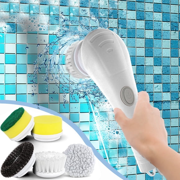 TopLLC Sweeping Electric Rechargeable Cleaning Tools Grout Brush Electric Cleaning Brush With 5 Brush Heads Suitable For Bathroom Wall Tiles Floor Bathtub Kitchen Electric cleaning brush