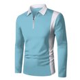 thumbnail image 1 of yievot Chemise à Col à Revers pour Homme à Manches Longues, Couture Bicolore, Mode, Fermeture Éclair, Manches Longues, Polo à Col Rabattu, 1 of 5
