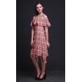 thumbnail image 4 of Bimba Brown Leaves Print Flutter Sleeve Womens Party Tunic Cold Shoulder Midi Dress - Small, 4 of 6