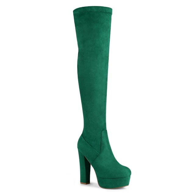 Unique Bargains Women's Platform Block Heel over Knee Boots