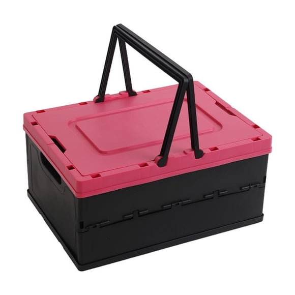 Birdeem Foldable Storage Box, Collapsible Bin for Organization, Portable Camping Handheld Basket with Lid, Multi-Purpose Plastic Container for Home Closet, Outdoor Picnic Essentials