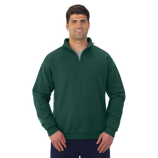 Jerzees Mens NuBlend Quarter Zip Cadet Collar Sweatshirt, 3X, Forest Green