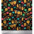 thumbnail image 1 of Soimoi Rayon Crepe Fabric Straw,Glass & Coconut Drink Summer Designs Print Fabric by Yard 46 Inch Wide, 1 of 3