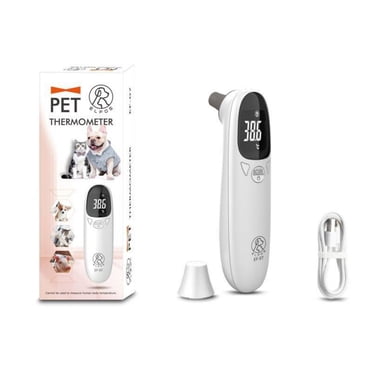 ETHKIA Thermomètre pour Animaux, Thermomètre Vétérinaire, Thermomètre pour Chat, Fournitures pour Animaux, Température de Test de Fièvre avec Double Mode pour Chiens, Chats Blanc