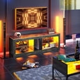 thumbnail image 3 of Bestier RGB TV Stand for TVs up to 60" with LED Lights Entertainment Center, Golden Black, 3 of 9