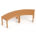 thumbnail image 1 of Gymax Outdoor Curved Acacia Wood Bench Set of 2 Patio Garden Backless Fire Pit Bench, 1 of 7
