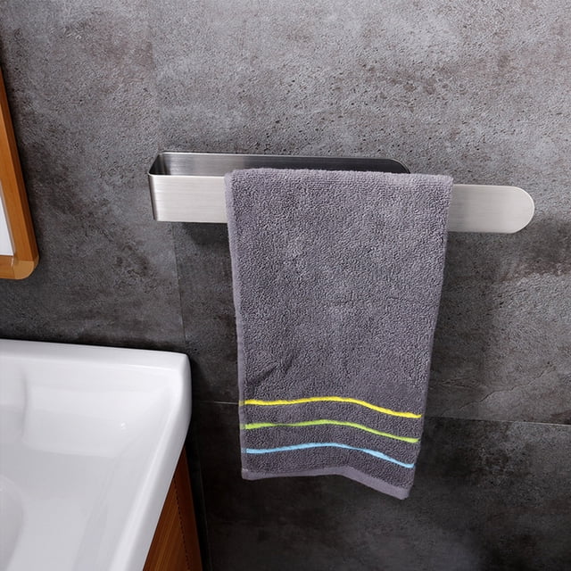 Qaailabf 11.8-Inch Self Adhesive Hand Towel Bar, Brushed Stainless Steel Bathroom Towel Rack, Wall Mounted U-Shaped Design, No Drill Installation, Fits Kitchen RV Bedroom, Silver