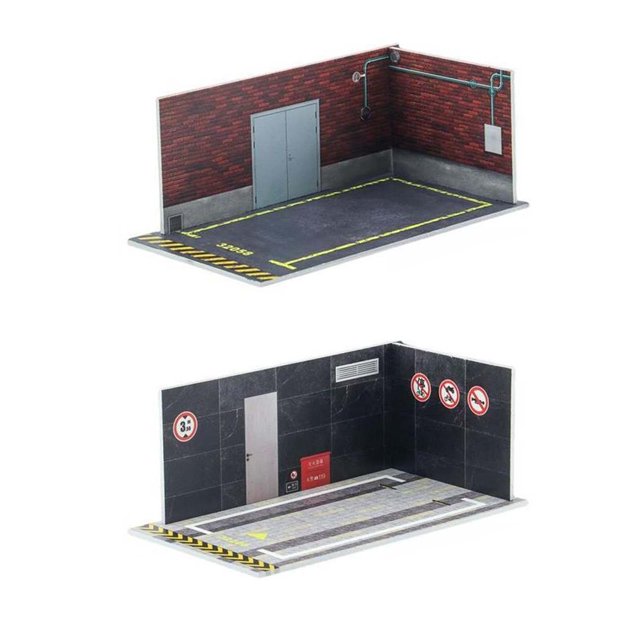 HILABEE 2Pieces 1:32 Parking Lot Model Car Diecast Garage for Diorama C