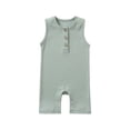 thumbnail image 1 of Barboteuses, Tout-Petits Bébés Filles Garçons Sans Manches Combinaison T-Shirt de Couleur Unie Barboteuse, 1 of 3