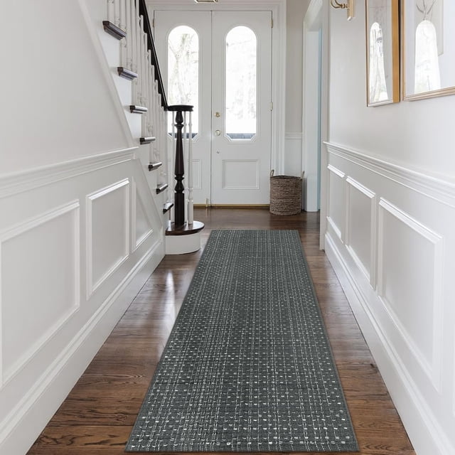 Seavish Hallway Runner Rug, Long Kitchen Runner Outdoor Rugs, 2'x6' Cotton Woven Entryway Rugs, Grey Farmhouse Throw Rug, Washable Rug Runner for Home Living Room Bedroom Laundry Patio