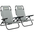 thumbnail image 1 of Outsunny Set of 2 Camping Chair with Adjustable Backrest, Light Grey, 1 of 10
