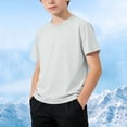 thumbnail image 2 of Zpanxa Boys Athletic Shirts Solid Color Round Neck Short Sleeve Tee Large Outdoor Sports Breathable Top With Polyester 12-13 Years, 2 of 7