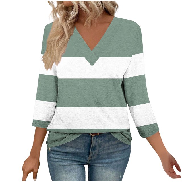 Fewfanhot Hauts pour Femmes Mode d'Automne Col en V Tenue de Bureau Décontractée Tunique Chandail Tenues