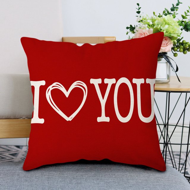 TIMIFIS Housses de Coussins 18x18 Pouces, Housse de Coussins en Lin de la Saint-Valentin avec Cœurs Rouges Amour pour Grand Canapé Sofa Intérieur Extérieur Décoration de Fête