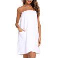 thumbnail image 1 of Kaemgyyd Women's Wrap Bath Robe Fleece Quick Drying Tube Robes Lightweight Adjustable Short Bathrobe with Pocket, 1 of 7