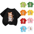 thumbnail image 4 of T-shirts pour Filles à Manches Courtes avec Animaux, T-Shirts Graphiques d'Été, T-Shirts à Col Rond, T-Shirts Rouges 4-6 Ans, 4 of 4