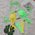 thumbnail image 2 of Jamicy Womens Bathing Suits 2 Piece Hot Spring Wear Women's Color-Coded Halter Swimsuit Crystal Side Lace-Up Two-Piece Bikini, 2 of 4
