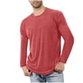 thumbnail image 1 of HAiming Men's Long Sleeve Shirts Casual Solid Color Round Neck Pullover Base Tops Plus Size Soft Pajamas Loungewear, 1 of 5