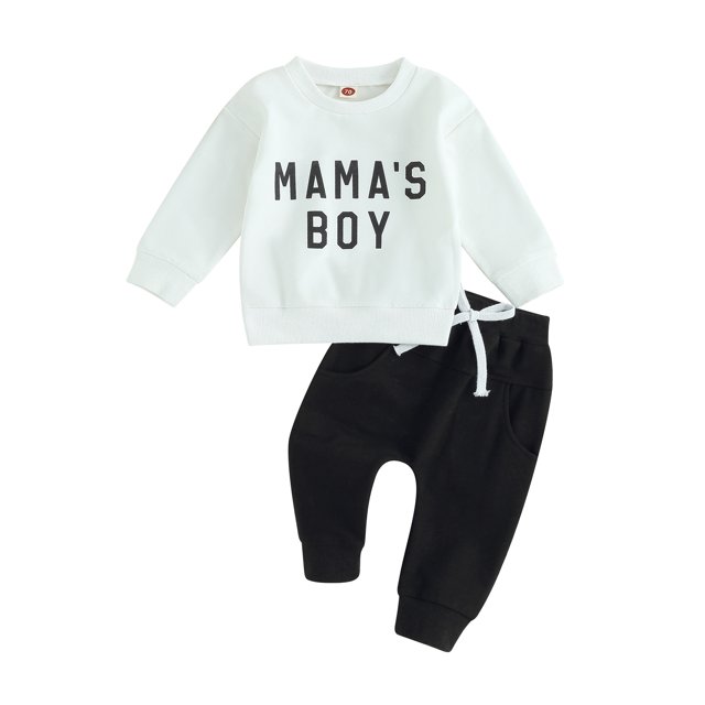 Honganda Toddler Boys 2Pcs Pants Sets Long Sleeve Letter Print Sweatshirt Tops and Drawstring Pants Sets