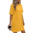thumbnail image 3 of ShomPort Robe T-Shirt d'Été pour Femme Décontractée à Manches Courtes, Col Rond, Basique, Ample, Mini, avec Poches, 3 of 6