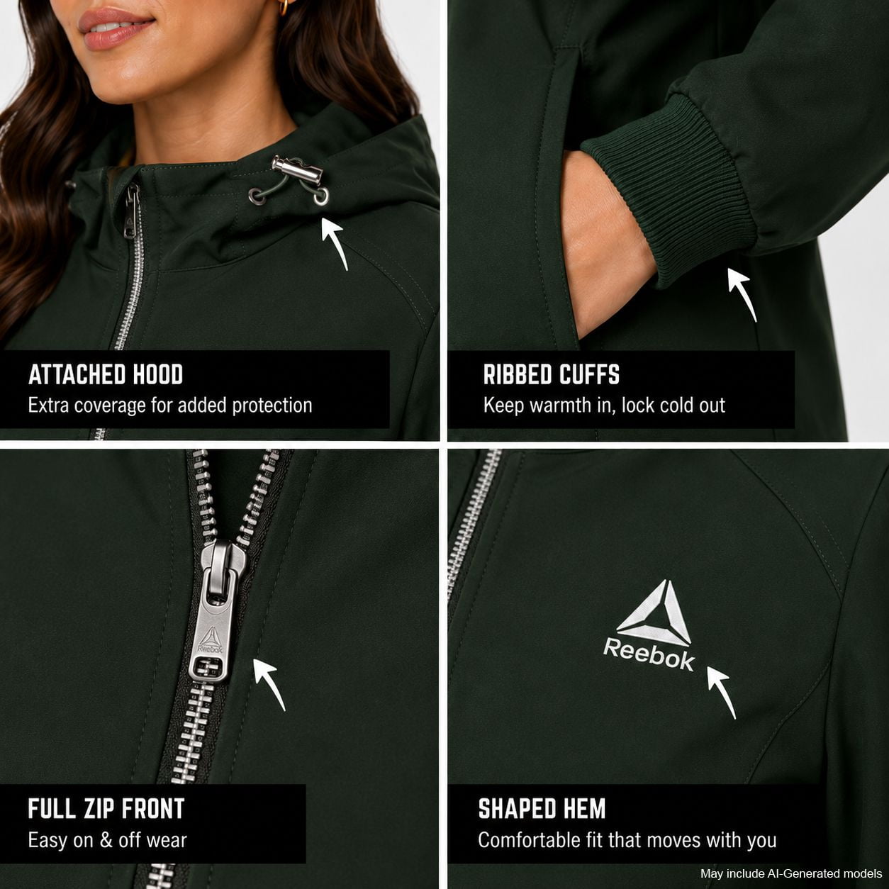 Reebok Women's Hooded Softshell Jacket, Sizes XS-XXL