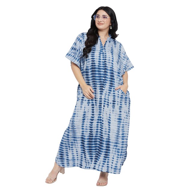Oussum Robe Caftans pour Femme Grande Taille Imprimée Longue Maxi à Boutons Robes Caftan