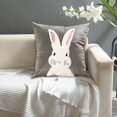 thumbnail image 1 of BotaniNest Velvet Rabbit Throw Pillow Embroidery Couple Pillow Cover Pink Throw Pillowcase Sofa Waist Pillow Cute Little Rabbit Throw Pillow, 1 of 7