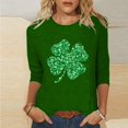 thumbnail image 1 of St. Patricks Day Ladies' St. Patricks Day Printed Round Neck Three Quarter Sleeve 3/4 Sleeve T-Shirt Loose Top, 1 of 6