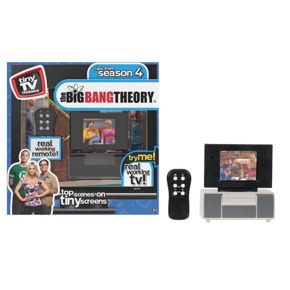 Tiny TV Classics - L'édition Big Bang Theory - La plus récente collection de Basic Fun - Regardez les meilleures scènes de Big Bang Theory sur un vrai téléviseur Tiny (avec télécommande fonctionnelle)