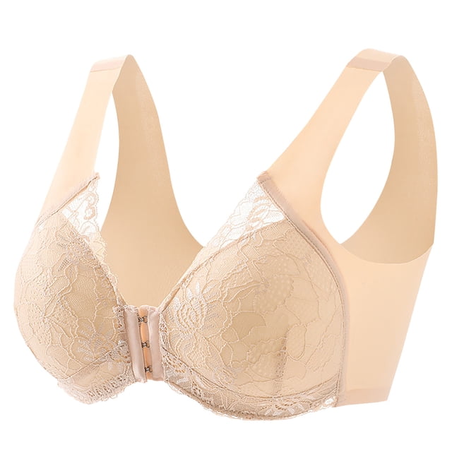 Timegard Bras for Women Wirefree Front Closure Lace Full Support Back Smoothing Comfort Everyday Bras
