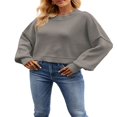 thumbnail image 2 of Women Knit Sweater Long Sleeve Crew Neck Solid Loose Pullover, 2 of 3