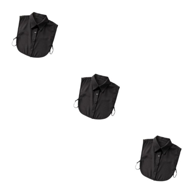 QualitChoice Simple Design Solid Color False Collar Formal Fashion Chiffon Fake Half Shirt Decorative Detachable Lapel Clothing Decor Black Point 3PCS