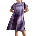 thumbnail image 3 of RXIRUCGD 2025 Vêtements d'Été pour Enfants Robe d'Été Décontractée Mignonne à Rayures Col Rond Manches Courtes pour Fille de 12 Mois à 12 Ans, 3 of 8
