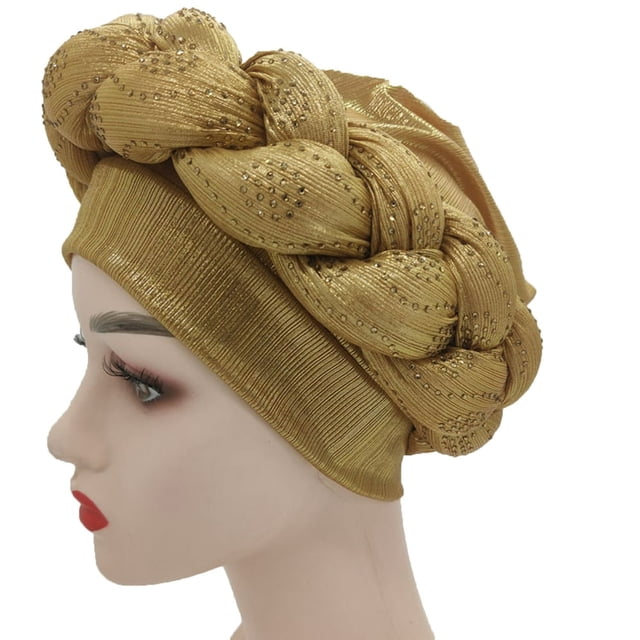 Turban Multicolored Good Elasticity Women Thick Braids Design Turban Cap for Christmas