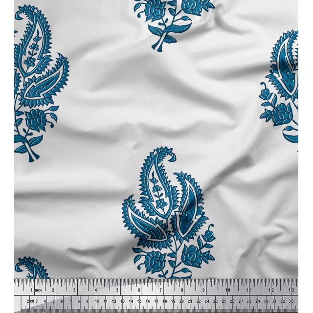 Soimoi Rayon Fabric Floral & Paisley Block Print Fabric by The Yard 42 Inch Wide
