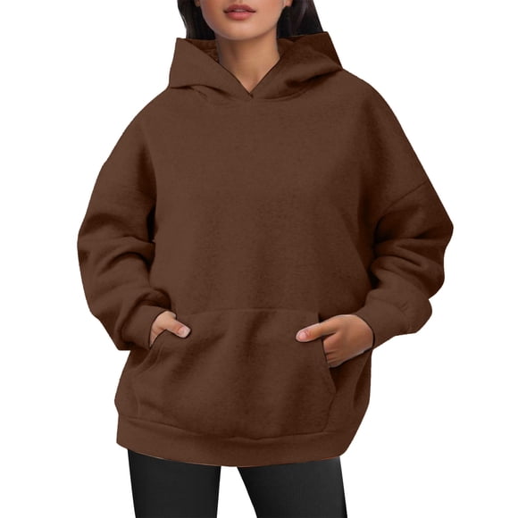 Huaizzzy Womens Oversized Sweatshirts Pullover Hoodies Short Velvet Sweaters Long Sleeve with Pockets Winter Fall Outfits Clothes Fall Sweat Shirts Hoodies with Dogs Cute Sweatshirts Alien Sweatshirt