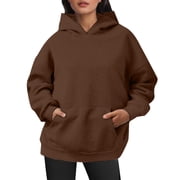 Huaizzzy Womens Oversized Sweatshirts Pullover Hoodies Short Velvet Sweaters Long Sleeve with Pockets Winter Fall Outfits Clothes Fall Sweat Shirts Hoodies with Dogs Cute Sweatshirts Alien Sweatshirt