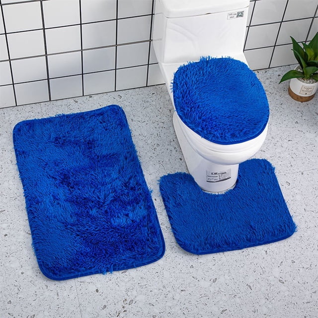 LSLJS 3 Piece Bathroom Rug Set Household Supplies Solid Color Bathroom Toilet Carpet Anti-Slip Mat Solid Color Bathroom Toilet Floor Mat
