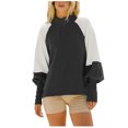 thumbnail image 1 of FAIWAD Womens Casual Mock Neck Sweatshirt Puff Long Sleeve Patchwork Pullover Loose Workout Tops, 1 of 4