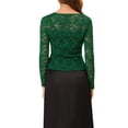 thumbnail image 3 of INSPIRE CHIC Women's Floral Lace Cardigans Tie Front Ruffled Hem Sheer Crop Bolero Shrug S Dark Green, 3 of 6