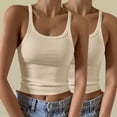 thumbnail image 2 of Timegard Camisoles 2 Pcs pour Femmes Col Rond Côtelé Sans Manches Ajusté Court Haut Décontracté Sortie Camis, 2 of 6
