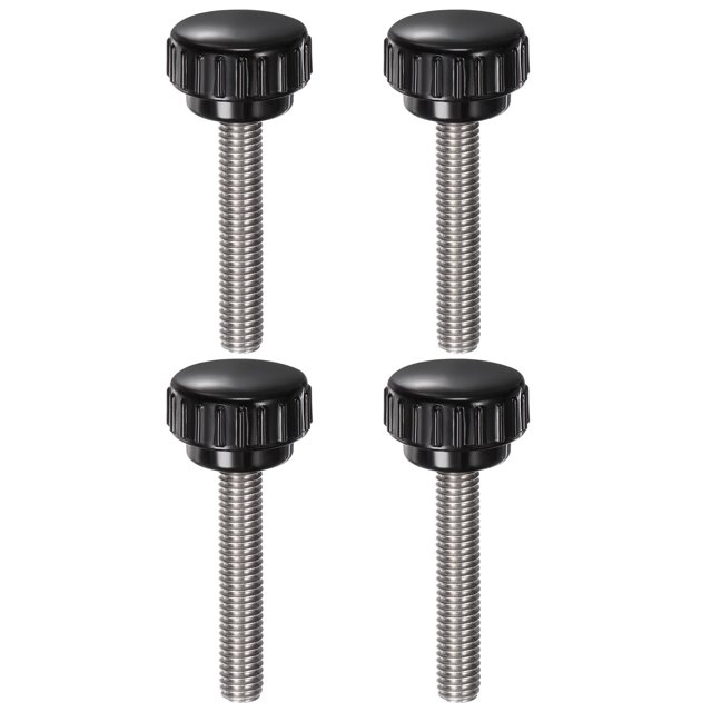 Uxcell 4 Pcs Boutons de Serrage Moletés M8 x 45mm 304 Acier Inoxydable Goujon Fileté Tête Ronde 25mm Vis à Pouce Noir