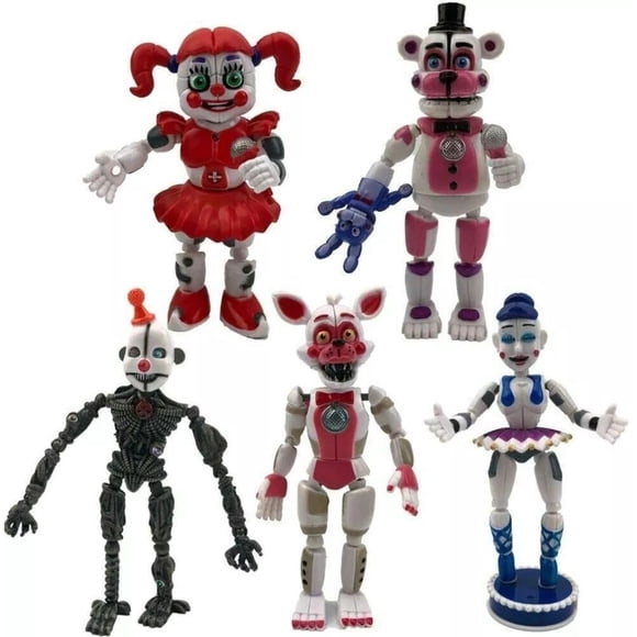 5Pcs / Set Five Nights at Freddy's Game FNaF Figure Funtime Freddy Foxy Sister Location Lightening Movable action Figures Gift Toys