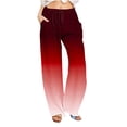 thumbnail image 1 of Red Brunch for Ladies Fall Summer Faux Gauze Linen Gradient Loose Fit Ruched High Cut Flared Wide Leg Trousers Pants Womens 2025 S, 1 of 5