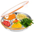 thumbnail image 1 of Divided Serving Tray With Lid Snack Containers With Lids Veggie Tray Vegetable Fruit Platter Stainless Steel Plate, 1 of 8